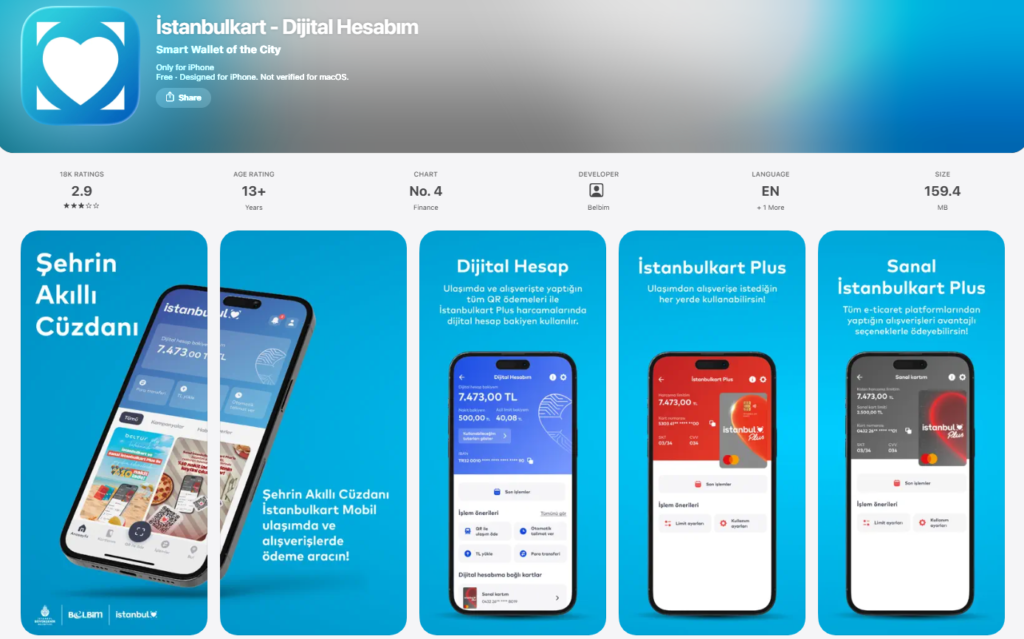 Istanbulkart Mobile app for iPhone on Apple Store