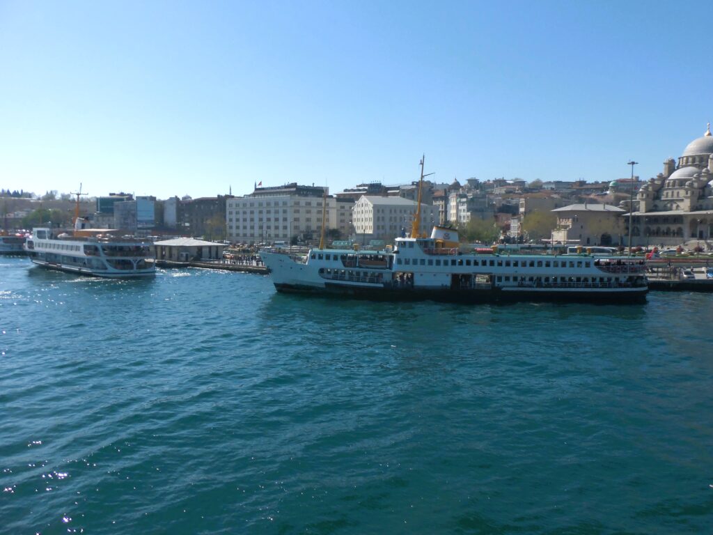 Public ferry on Eminonu port in Istanbul - public transport suitable for tourists with Istanbulkart