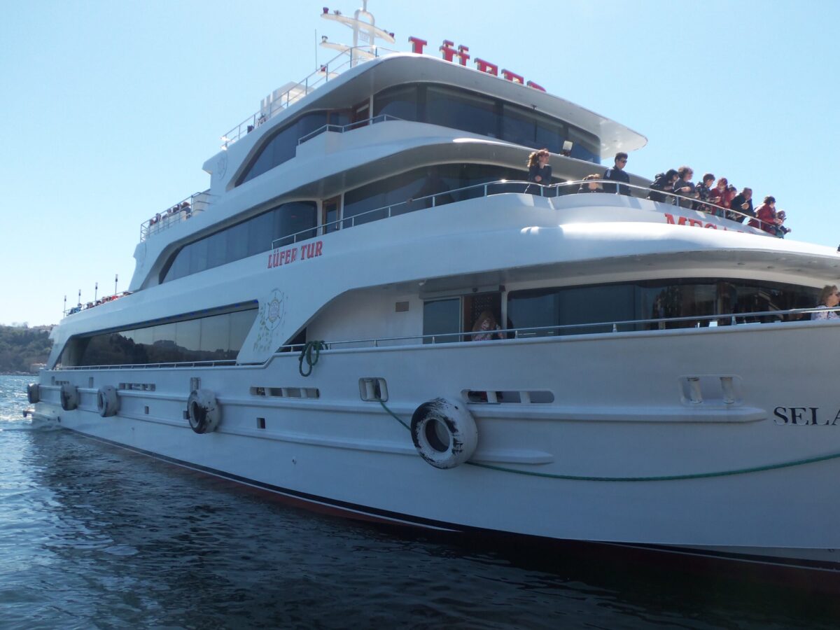 A private Yacht for a Bosphorus cruise on the pier in Istanbul