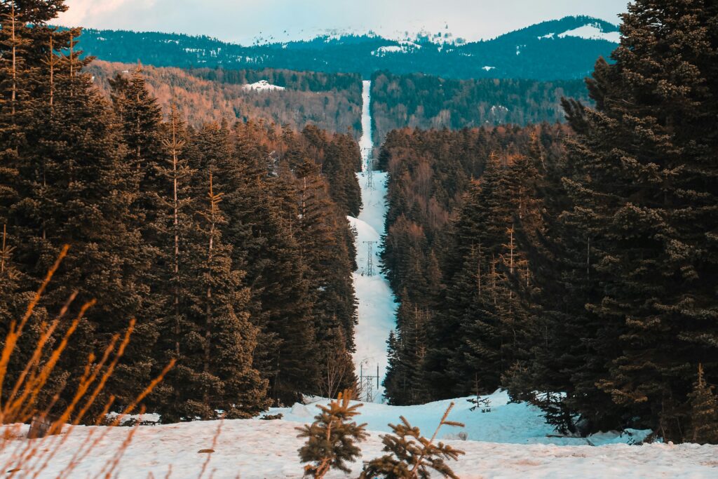 Ski lifts in Mount Uludag Bursa - ski resort near Istanbul Turkey  